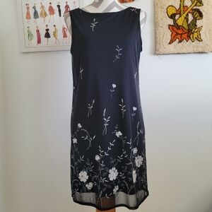 Jalate | 90s Vintage Black & Silver Floral Mesh Dress